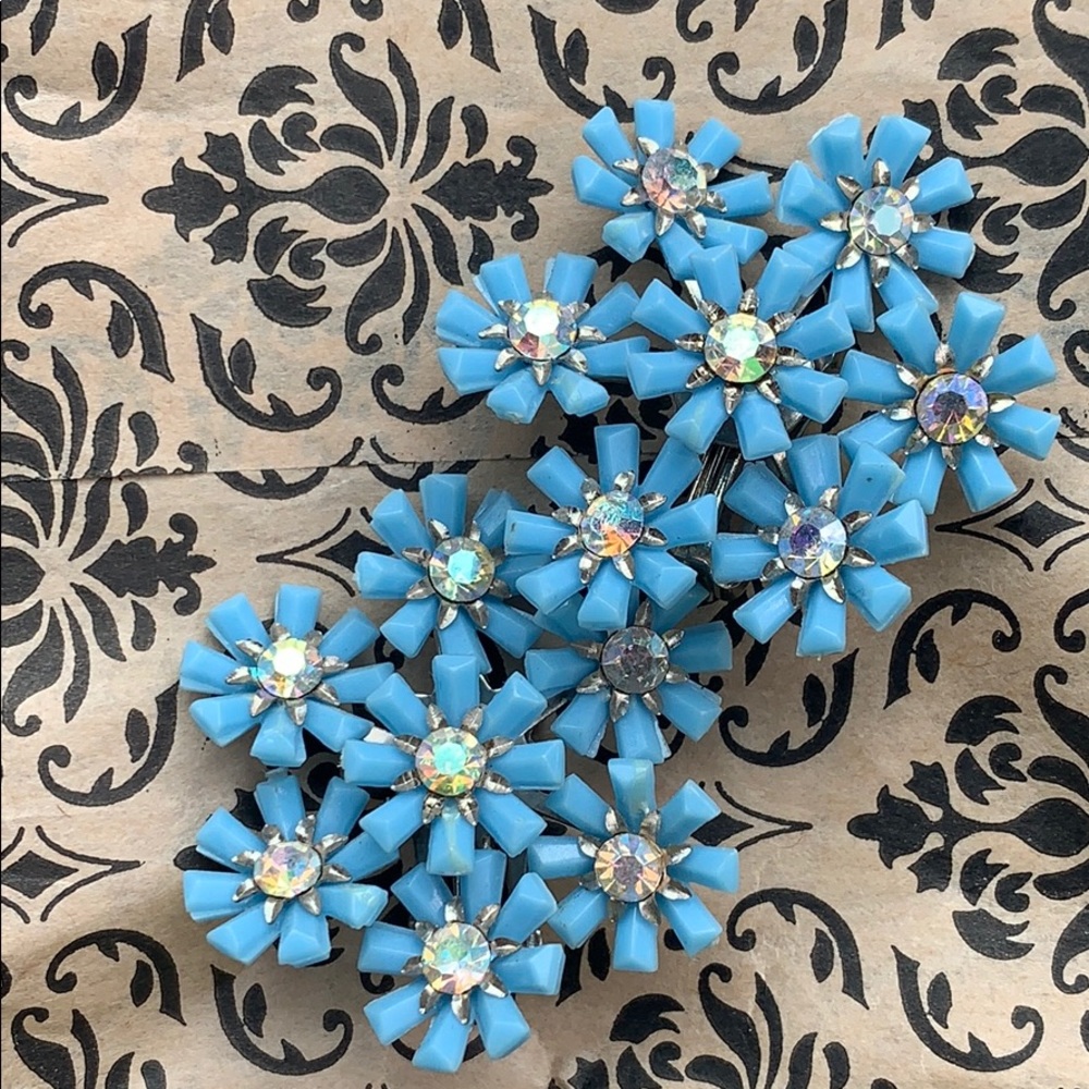 Vintage Coro Celluloid Rhinestone Clip on Earrings